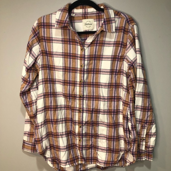 Jachs Girlfriend Flannel Plaid Button Down Shirt with Pockets - Picture 1 of 9
